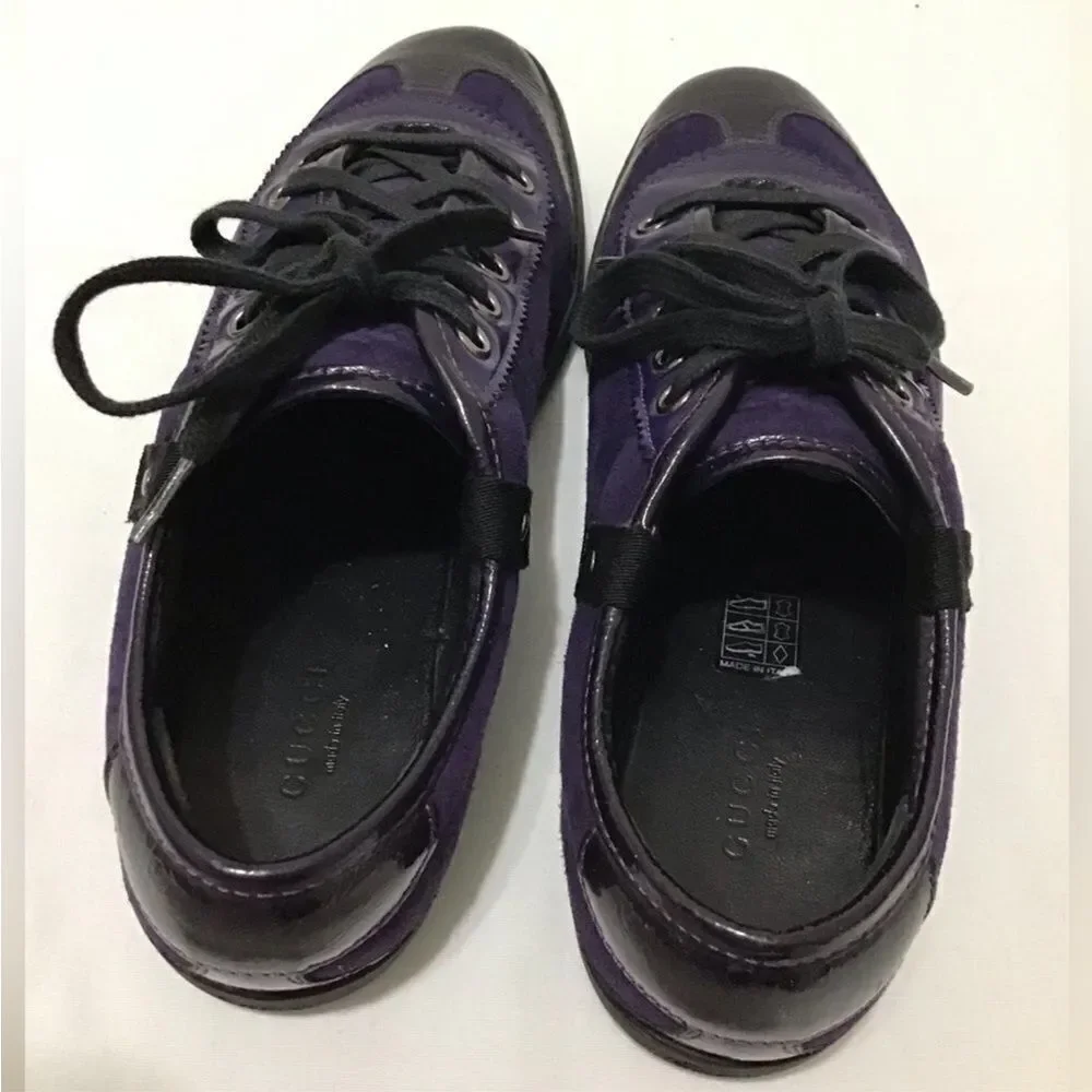 GUCCI Purple Suede Low Top Lace Up Sneakers Size 7 1/2